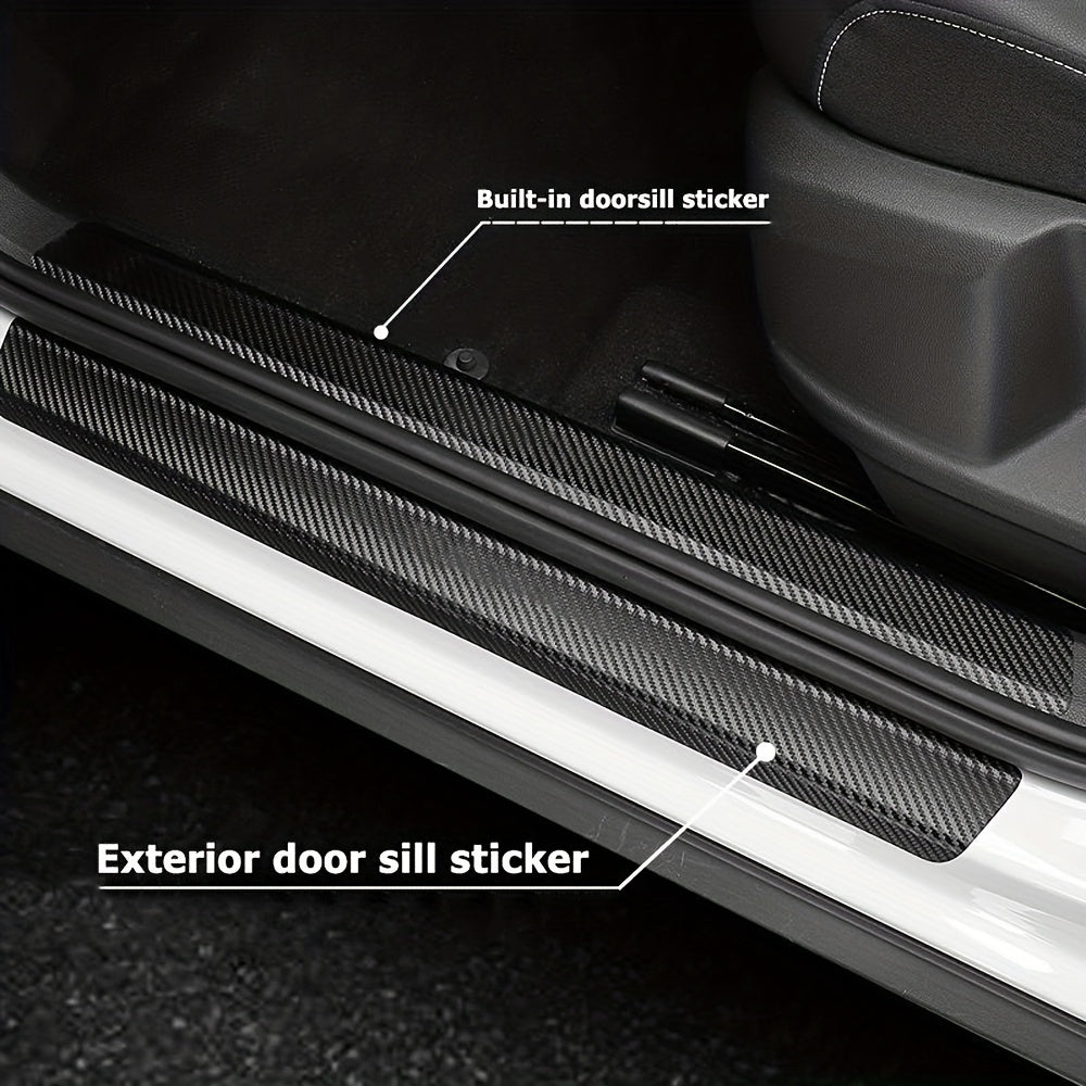 5pcs Carbon Fiber Vinyl Wrap Stickers: Car Door Sill Protectors