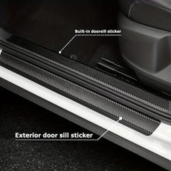 5pcs Carbon Fiber Vinyl Wrap Stickers: Car Door Sill Protectors