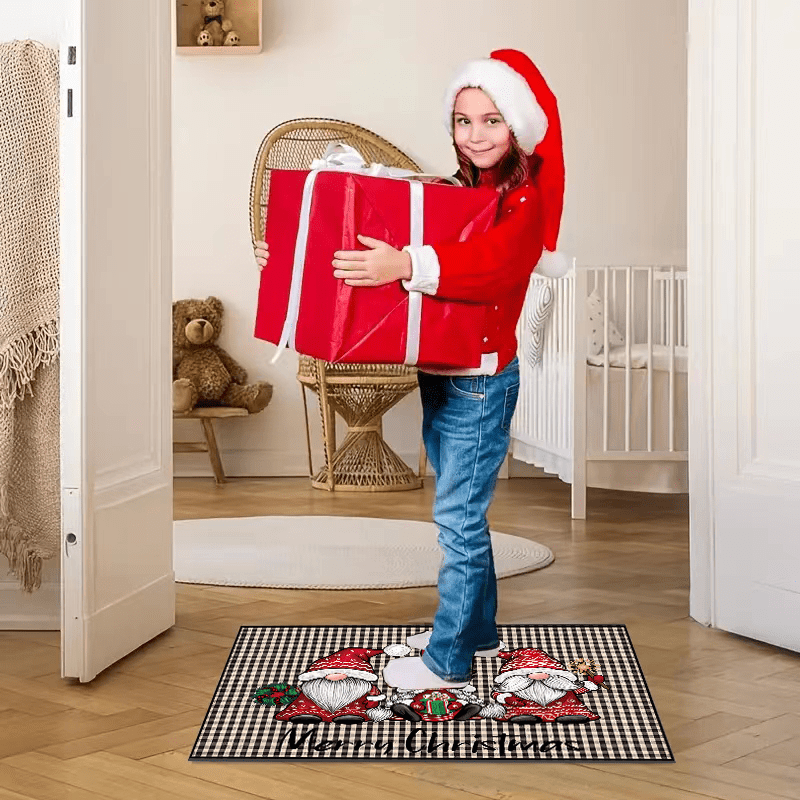 Plaid Christmas Gnome Floor Mat