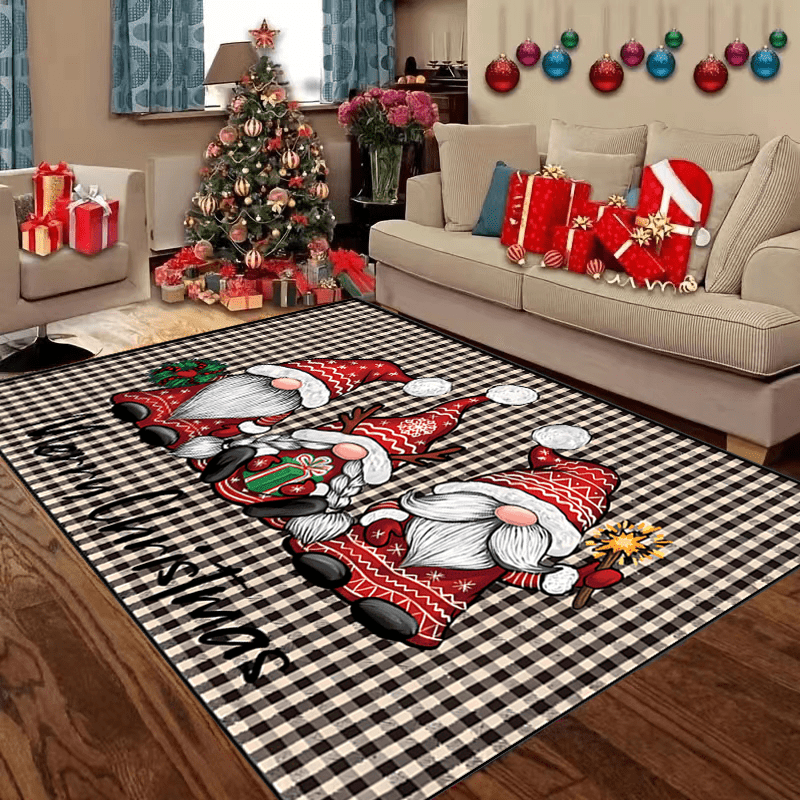 Plaid Christmas Gnome Floor Mat