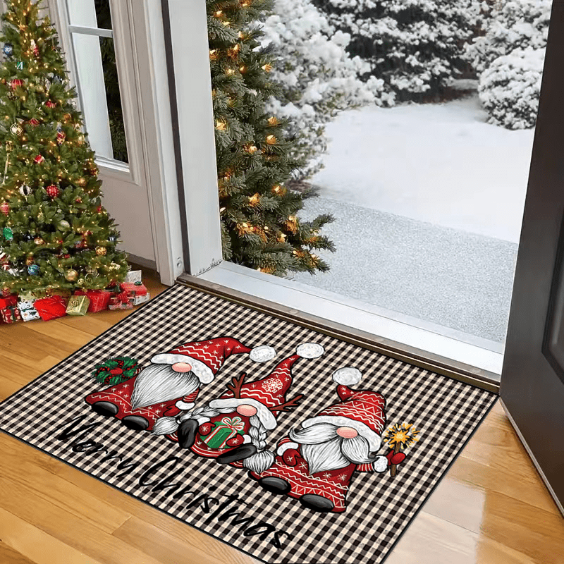 Plaid Christmas Gnome Floor Mat