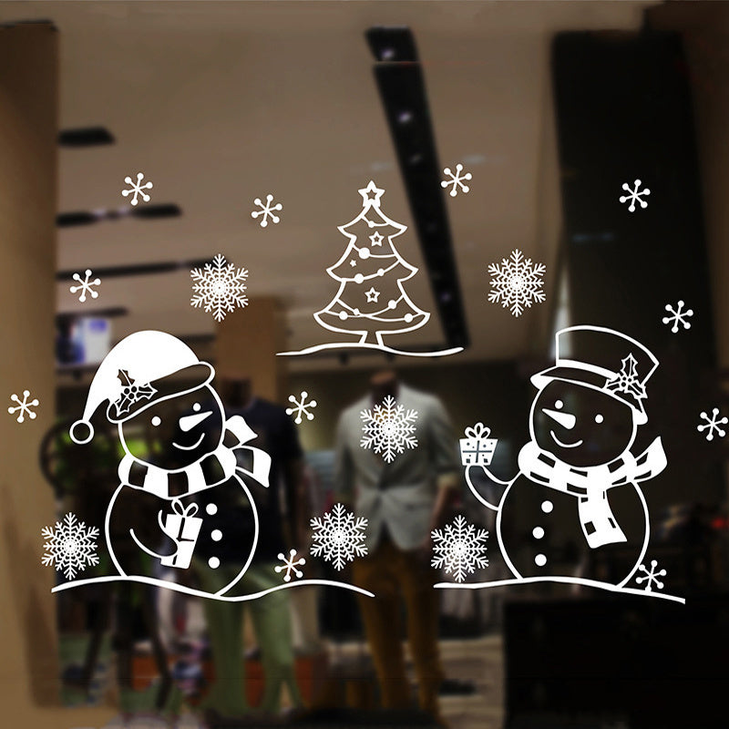 Large Christmas Window Stickers Snowflake Elk Tree Sticker Merry Christmas Decor