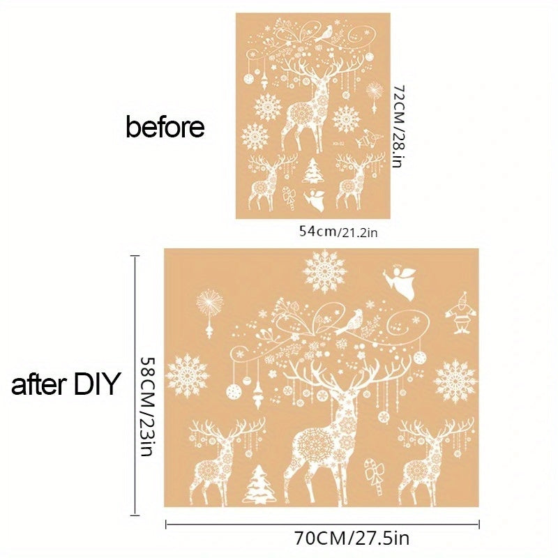 Large Christmas Window Stickers Snowflake Elk Tree Sticker Merry Christmas Decor