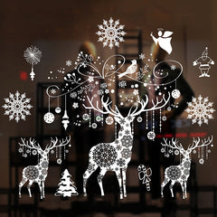 Large Christmas Window Stickers Snowflake Elk Tree Sticker Merry Christmas Decor