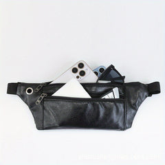 Men's Retro PU Leather Waist Bag Outdoor Sports Chest Bag
