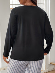 Women's Plus Size Letter Graphic Long Sleeve Round Neck Sleepwear Top