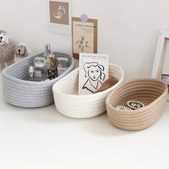Stylish Woven Nordic Cotton Rope Storage Basket - 58x42x13cm