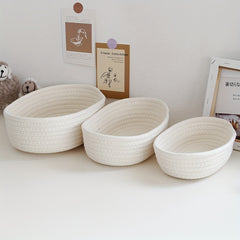 Stylish Woven Nordic Cotton Rope Storage Basket - 58x42x13cm