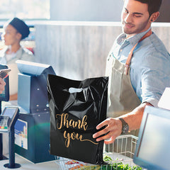 100pcs Medium Plastic Gift Bag Clothing Packaging Flat Mouth Hand held Bag