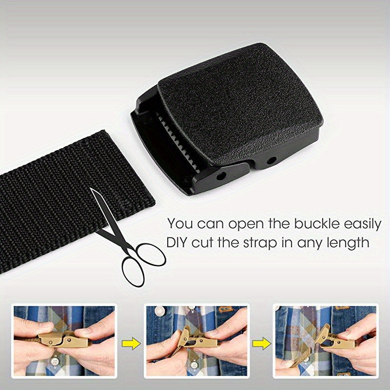 Men's Military Belt Automatic Buckle Nylon Canvas Belt For Outdoor