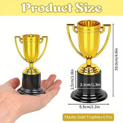6pcs Mini Golden Plastic Trophies 10 16 Cm Cups Award Trophies