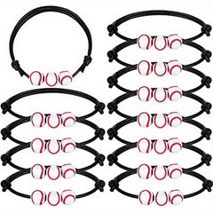 12 Baseball Bracelets Ball Beads Braid Adjustable Charms for Sports