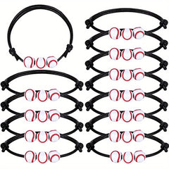 12 Baseball Bracelets Ball Beads Braid Adjustable Charms for Sports