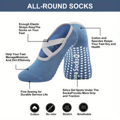 Women's Non-Slip Yoga Socks Cross Strap Breathable Sports Socks