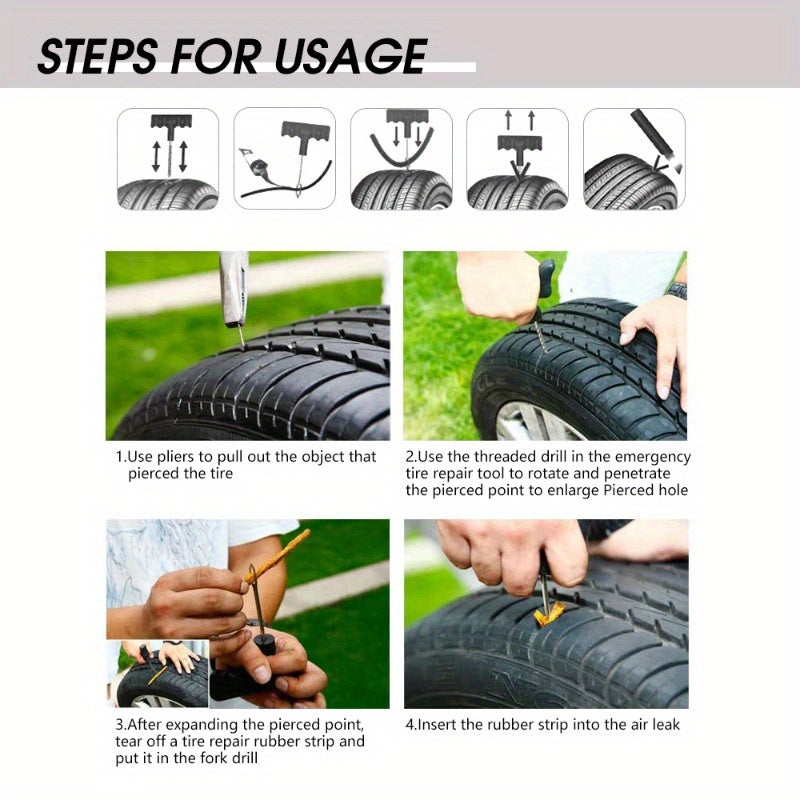 Car Tire Repair Tool Set With Glue Rubber Stripes Tools