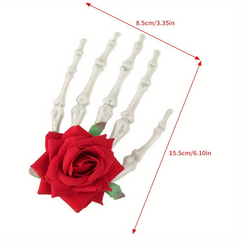 Rose Skull Hand Hairpin Lady's Bizarre Scary Bone Hair Decoration