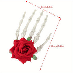 Rose Skull Hand Hairpin Lady's Bizarre Scary Bone Hair Decoration