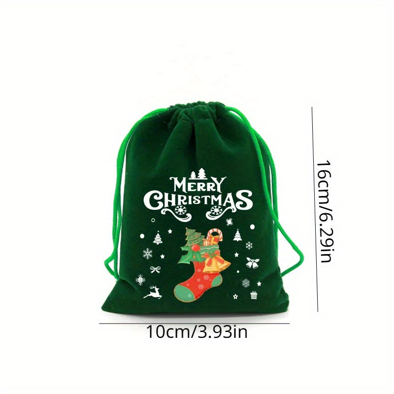 Xmas Velvet Bags Small Candy Gift Bag Drawstring Pouch