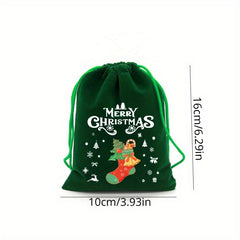 Xmas Velvet Bags Small Candy Gift Bag Drawstring Pouch