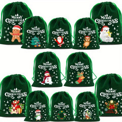 Xmas Velvet Bags Small Candy Gift Bag Drawstring Pouch