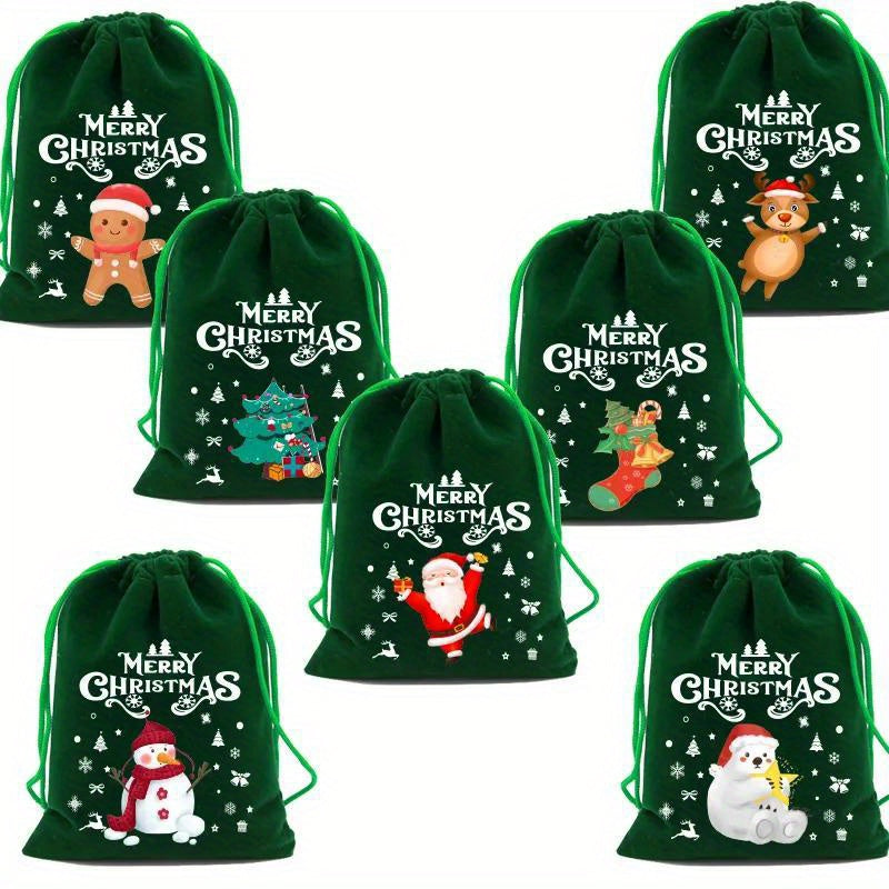Xmas Velvet Bags Small Candy Gift Bag Drawstring Pouch