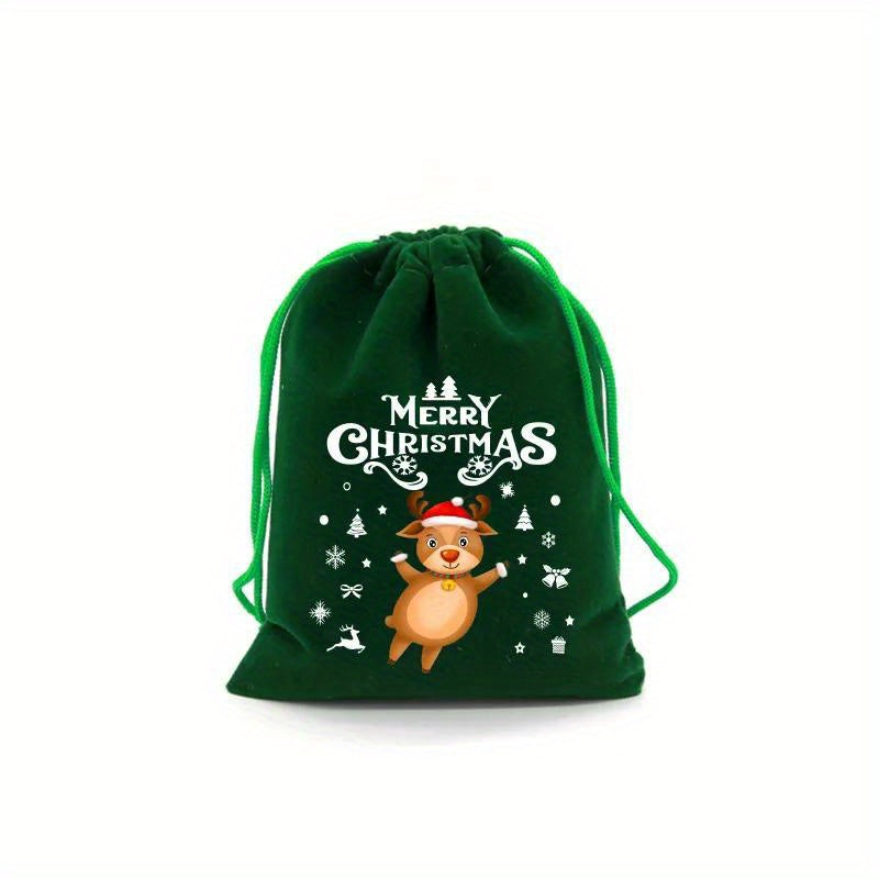 Xmas Velvet Bags Small Candy Gift Bag Drawstring Pouch