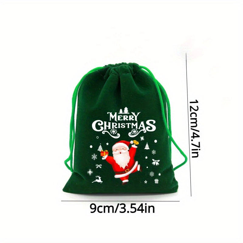 Xmas Velvet Bags Small Candy Gift Bag Drawstring Pouch