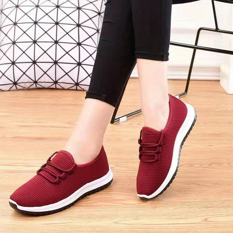 Women's Lightweight Sports Shoes Solid Lace Up Low Top Running Sneakers