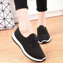Women's Lightweight Sports Shoes Solid Lace Up Low Top Running Sneakers