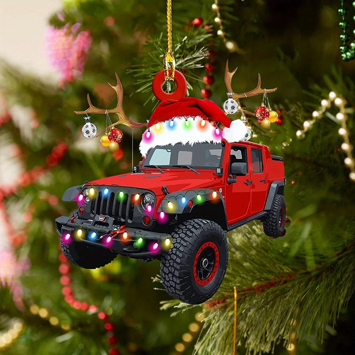 Christmas Tree Hanging Truck Decoration Antique Farmhouse Creative Car Rear View