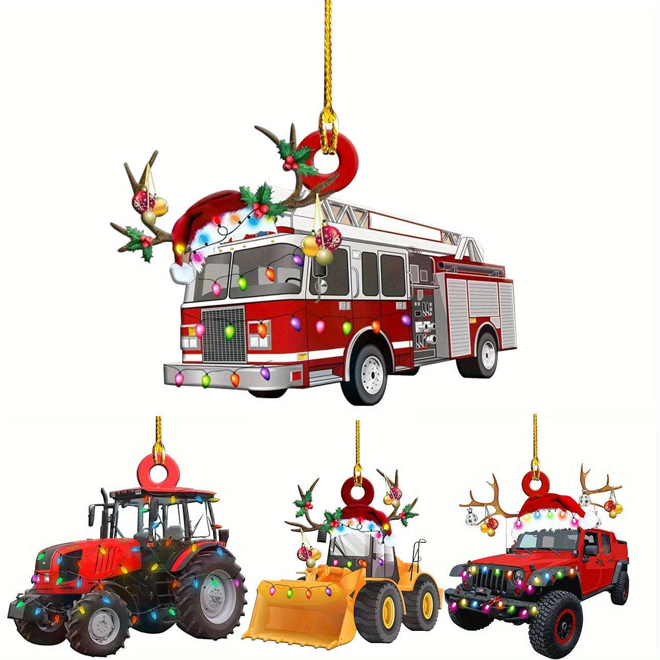 Christmas Tree Hanging Truck Decoration Antique Farmhouse Creative Car Rear View