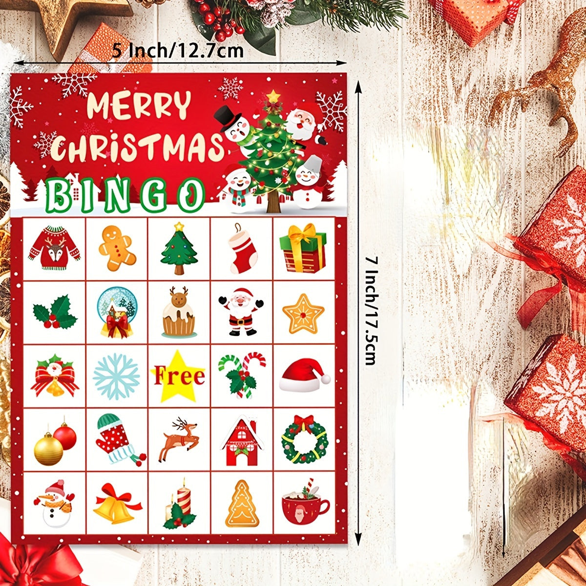 Christmas Bingo Game 24 Players Winter Holiday Bingo Cards Indoor Home