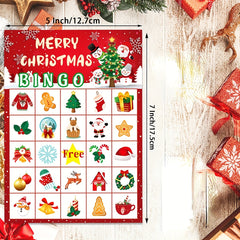 Christmas Bingo Game 24 Players Winter Holiday Bingo Cards Indoor Home