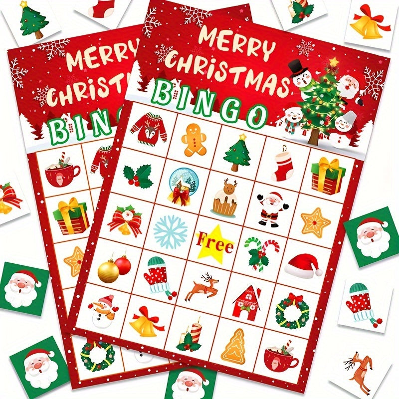 Christmas Bingo Game 24 Players Winter Holiday Bingo Cards Indoor Home