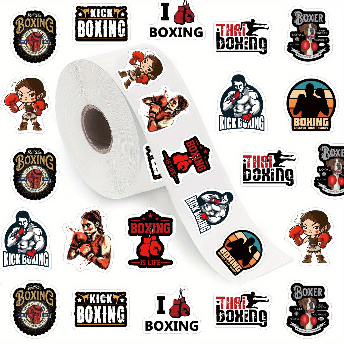 500pcs Boxing Sports Funny Stickers 2 54 Cm Labels 10 Patterns for Water Bottle