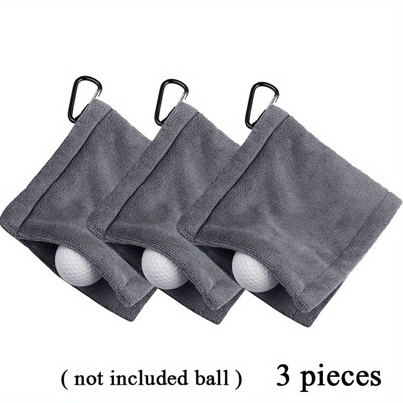 3 Pcs Golf Pocket Towel With Clip Portable Ball Cleaner 5.5x5.5inch