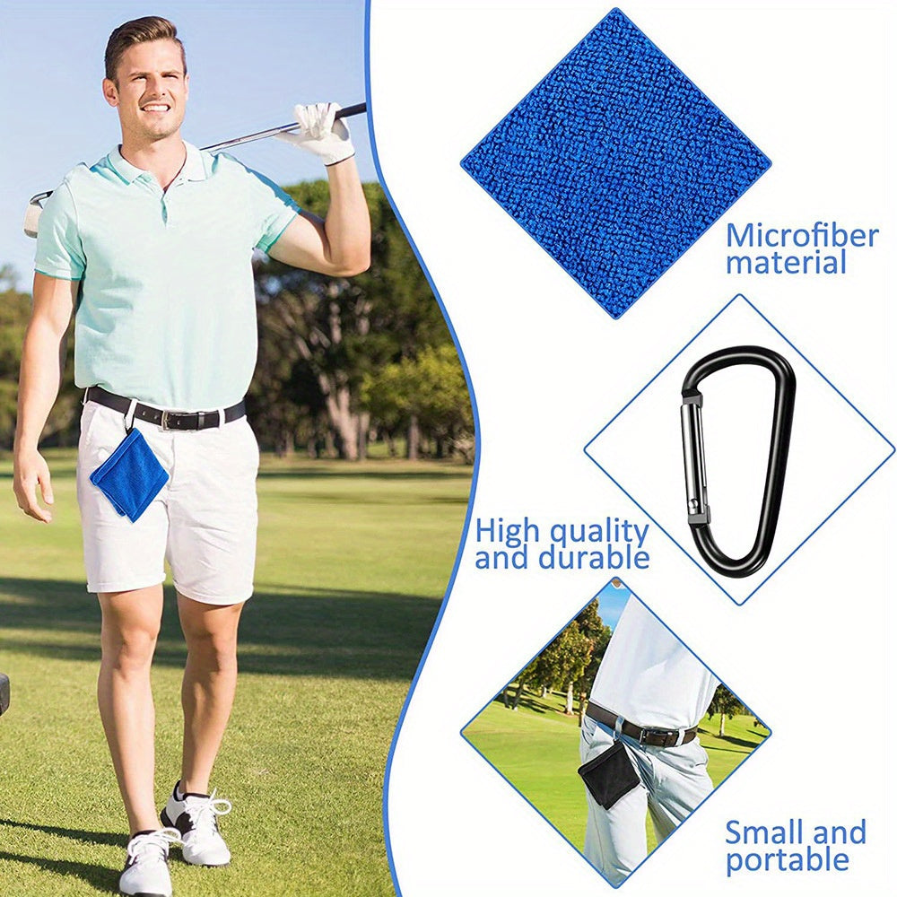 3 Pcs Golf Pocket Towel With Clip Portable Ball Cleaner 5.5x5.5inch