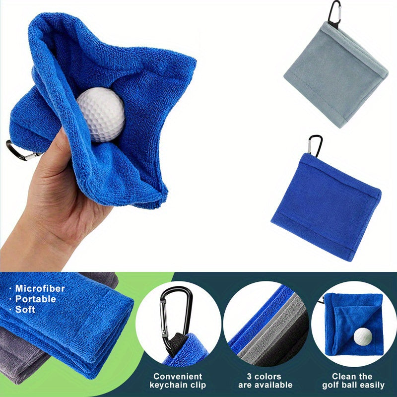 3 Pcs Golf Pocket Towel With Clip Portable Ball Cleaner 5.5x5.5inch
