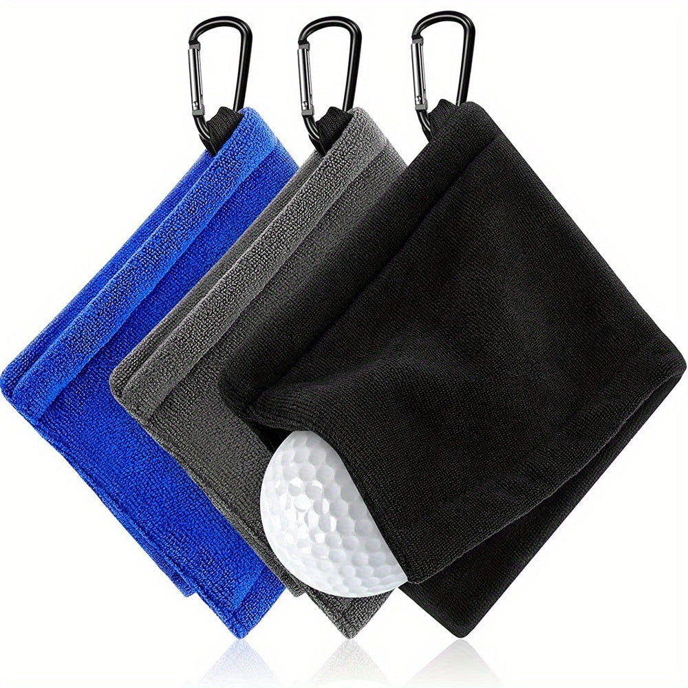 3 Pcs Golf Pocket Towel With Clip Portable Ball Cleaner 5.5x5.5inch