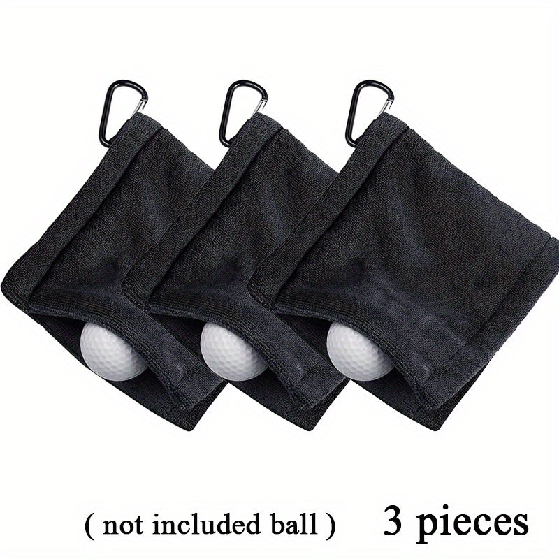 3 Pcs Golf Pocket Towel With Clip Portable Ball Cleaner 5.5x5.5inch