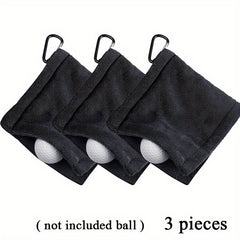 3 Pcs Golf Pocket Towel With Clip Portable Ball Cleaner 5.5x5.5inch