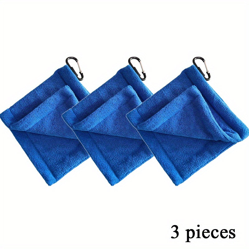 3 Pcs Golf Pocket Towel With Clip Portable Ball Cleaner 5.5x5.5inch
