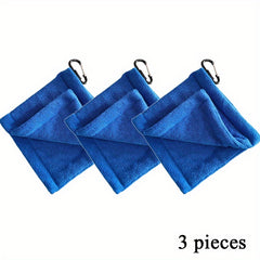 3 Pcs Golf Pocket Towel With Clip Portable Ball Cleaner 5.5x5.5inch