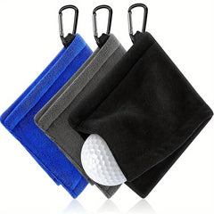 3 Pcs Golf Pocket Towel With Clip Portable Ball Cleaner 5.5x5.5inch