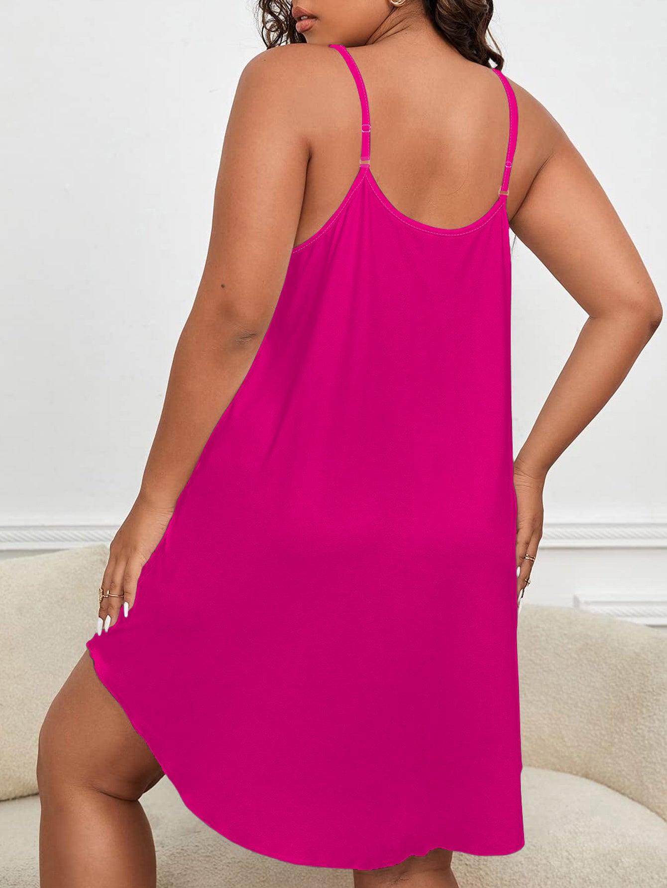  Sexy Loungewear Dress Dragonfly Slogan Print Round Neck Cami Sleep D