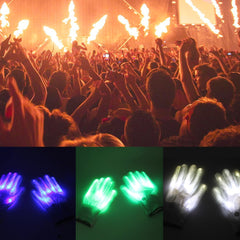 2pcs Glittering LED Changing Gloves Stage Cheering Halloween Gift Gloves