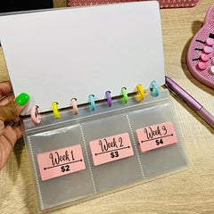 52 Weeks Savings Challenge Binder with Cash Envelopes