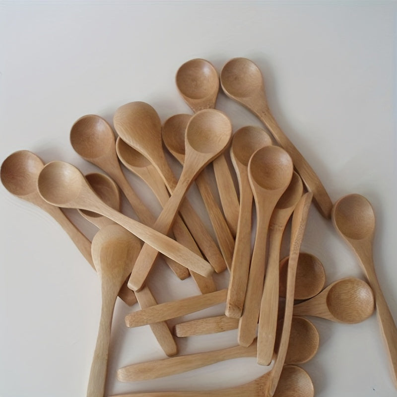 10pcs Wooden Long Handle Spoons for Home Coffee & Dishes