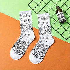 Geometric Pattern Socks Mid Tube Stockings