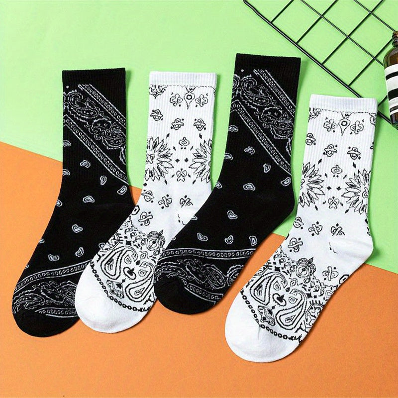Geometric Pattern Socks Mid Tube Stockings